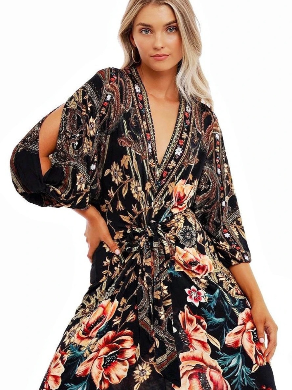 $649 CAMILLA Jersey Twist Sleeve Dress - Belle Of The Baroque